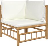 vidaXL 6-delige Loungeset met kussens bamboe crèmewit