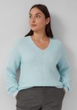 s.Oliver - Dames - Zacht gebreide trui met V-hals - Licht turquoise