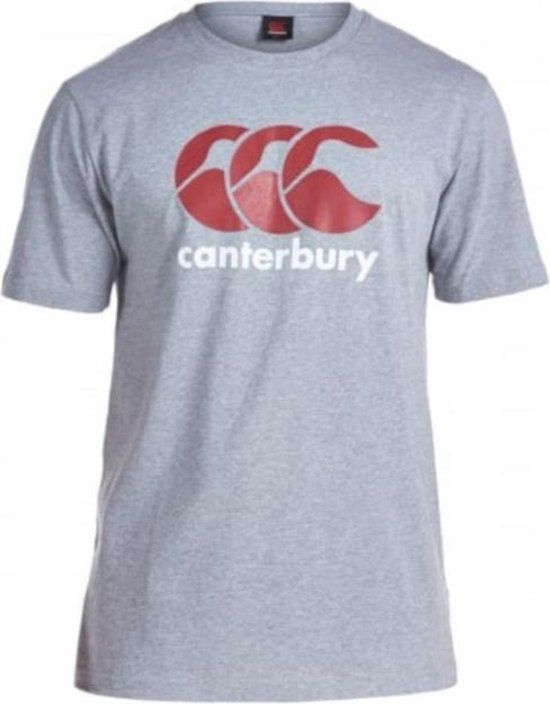 Canterbury Logo T-Shirt Heren - Grijs/Rood/Wit - Maat S - Katoen