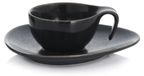 DUKA - Tasse à café en porcelaine, tasse à café, mug - Élégante tasse à espresso avec soucoupe, 60 ml, couleur noire "Time