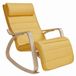 JOYFURNOS Fauteuil à bascule jaune pastel et naturel avec accoudoirs en bouleau
