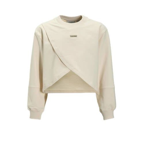 Calvin Klein sweater lichtgrijs Meisjes Stretchkatoen Ronde hals Effen - maat 152