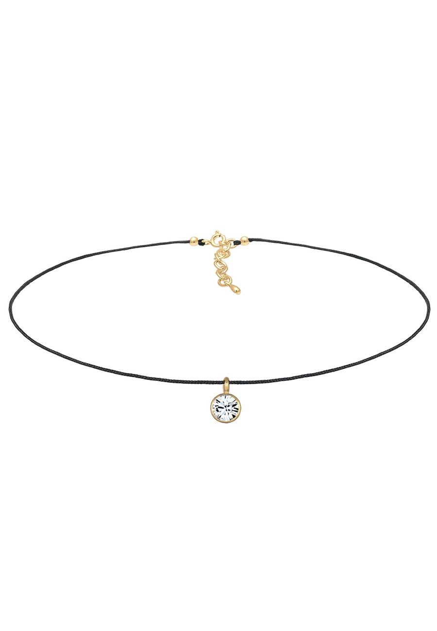 Elli Halsketting Dames choker nylon met kristal in 925 sterling zilver