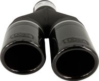 Ulter Sport Uitlaatsierstuk (links) - Dubbel Rond Ø70mm - Lengte 200/180mm - Montage ->50mm - RVS Zwart