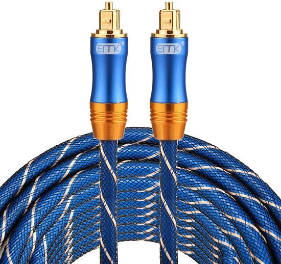 ETK Digital Toslink Optical kabel 8 meter / audio male to male / Optische kabel BLUE series - Blauw