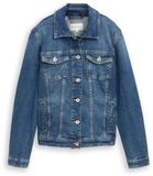 Tom Tailor Jeansjasje van gerecycled katoen - Maat L - Used Dark Stone Blue Denim