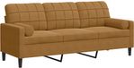 vidaXL Driezitsbank met sierkussens 180 cm fluweel bruin