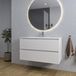 Saniclass Chaci Meuble de salle de bain - 100x46x55cm - lavabo en céramique blanc - 1 vasque ovale - 1 trou pour robinet - 2 tiroirs - miroir rond avec éclairage - blanc mat