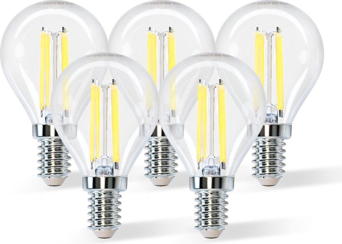 Aigostar LED Filament G45 4W E14 6500K - Set van 5