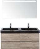 BES LED Dante Badmeubelset 120 cm - Craft Oak - Wastafel Hardsteen Wit Lucca Dubbel met Sence Spiegel