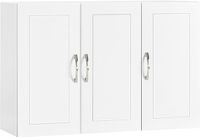 SoBuy Wandkast met 3 Deuren – Wit 90x30x60cm, FRG231-L-W – Houten Opbergkast met Verstelbare Plank – voor Badkamer, Keuken