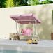 Balançoire de jardin pour enfants, 2 places, auvent réglable, ceintures de sécurité, motif licorne arc-en-ciel rose