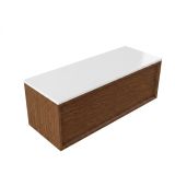 Saniclass Holz Frame Badkamermeubelset - 120x45x42.5cm - Torino solid surface topblad wit - zonder kraangat - 1 lade - mat walnut pure (hout) SW1420774/SW1471864