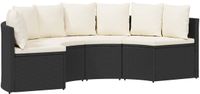 vidaXL Bankstel - 2-delige bankset, zwart, massief acaciahout en poly rotan