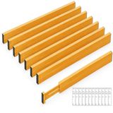 LUXVIOR Expandable Bamboo Drawer Dividers 8 pack with labels(17"-22") Drawer Organizer for Kitchen, Clothes,Utensils,Silverware,Dresser,Office,Desk