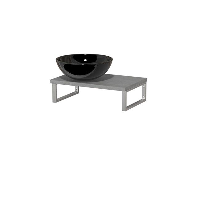 Maxaro Toiletmeubel met Waskom Keramiek Modulo Lichtgrijs Beton 41 cm Wandbeugels RVS