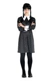 Ciao s.r.l Wednesday Addams Kostuum Dames Verkleedkleding Volwassenen Carnavalskleding Dames Halloween - Officiële licentie - Polyester - Zwart/Wit - 2-Delig Jurk/Pruik - Maat S