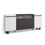 Skraut Home | Sideboard, highboard | commode, commode kast | 200x87x35cm | 4 deuren | elektrische open haard afmetingen | industrieel design | moderne stijl | wit en zwart