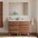 Mayor Meuble De Salle De Bain 140cm Double Vasque - 6 Tiroirs - Noyer (bois Foncé)