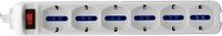 Brennenstuhl 1155409 meervoudige stekkerdoos, serie Eco-Line, 6 Italiaanse stopcontacten, 10/16 A+Schuko, verlichte schakelaar, wit, 5 x 9 x 39 cm