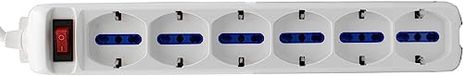 Brennenstuhl 1155409 meervoudige stekkerdoos, serie Eco-Line, 6 Italiaanse stopcontacten, 10/16 A+Schuko, verlichte schakelaar, wit, 5 x 9 x 39 cm