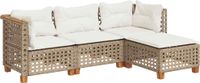 vidaXL 4-delige Loungeset met kussens, poly rattan, beige