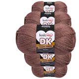 Knit Me DK Dubbel breigaren, hypoallergeen, acryl, 5 x 100 g (mokka)