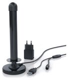 Aplic Antenne DVB-T2 active, antenne intérieure HDTV numérique avec gain de 25 dBi, pied magnétique, câble de 4 mètres, connecteur coaxial et alimentation USB, antenne bâton, noir