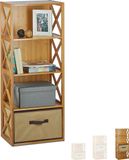 Relaxdays rek bamboe, met mand, met 4 etages, badkamerrek, opbergrek keuken, HxBxD 105x42x29 cm, natuurlijk bruin