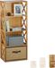 Relaxdays rek bamboe, met mand, met 4 etages, badkamerrek, opbergrek keuken, HxBxD 105x42x29 cm, natuurlijk bruin