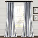 Lush Decor Boerderij Stripe Garen Geverfd Katoen Venstergordijn Panelen Navy 42X84 Set