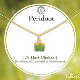 Bixorp Gems Peridoot Chakra ketting - 18 Karaat Verguld Goud & Roestvrij Staal - Hart Chakra - 36cm + 8cm verstelbaar
