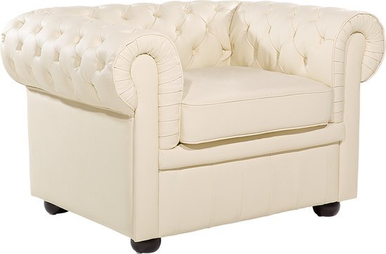 Beliani Fauteuil leer crème CHESTERFIELD