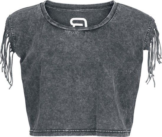 R.E.D. by EMP R.E.D. Rock-Engineered Design grijs cropped topje met franjes - Dames - M