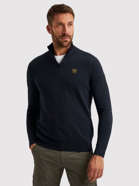 PME Legend Half zip collar cotton mouline blue 3XL