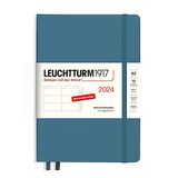 LEUCHTTURM1917 367619 weekkalender medium (A5) 2024, met extra schrift voor adressen en verjaardagen, Stone Blue, Duits, 12 maanden