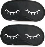 Merkloos / Sans marque Makito Western Europe Slaapmasker - 2x - met slapende oogjes - zwart/wit - one size