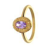 Lucardi Dames Stalen goldplated vintage ring bewerkt met paars zirkonia