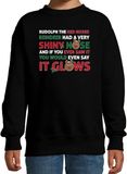 Bellatio Decorations kersttrui/sweater voor kinderen - Rudolf rendier lied - zwart - Kerstdiner 170/176