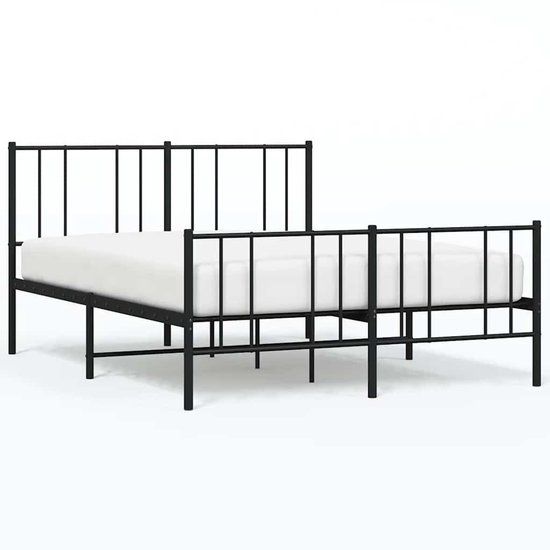 vidaXL Bedframe - Metaal - Zwart - 140x190 cm