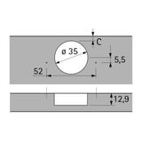Hettich 9091753 roulement et glissière pour tiroir