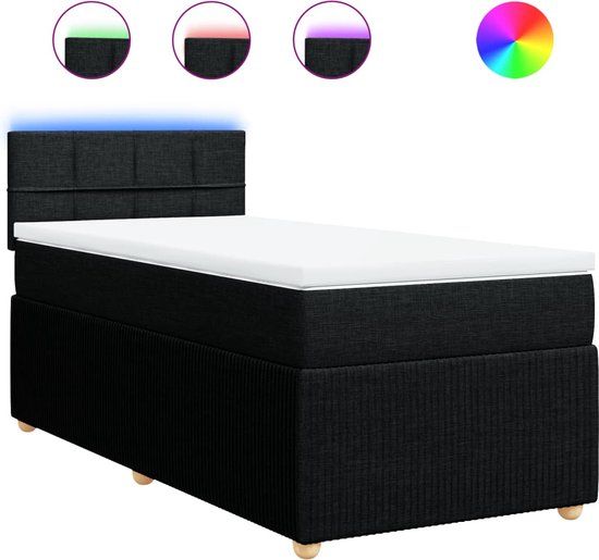 vidaXL Boxspring met matras stof zwart 80x200 cm