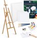 Artina 24-delig Acrylverf Set met Houten Schildersezel FSC® tot 175 cm – Kunstenaars-Kit Corsica met 5 Canvasdoeken, Penselen & Accessoires, Hoogteverstelbaar – Voor Beginners & Hobbyisten