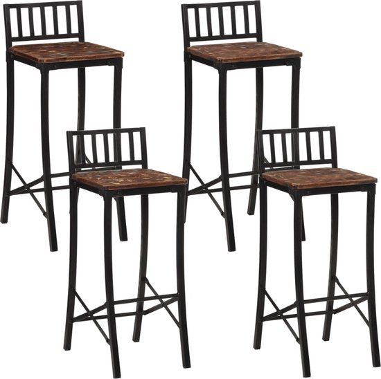 VidaXL Barstoelen 4 st massief gerecycled hout