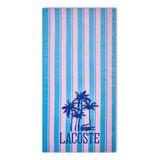 Lacoste 100% Katoen Oversized Strandlaken, Palmbomen/Stoffig Roze
