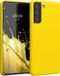kwmobile telefoonhoesje geschikt voor Samsung Galaxy S21 - Hoesje met siliconen coating - Smartphone case in stralend geel