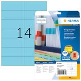 HERMA 5060 Gekleurde etiketten A4 afneembaar (105 x 42,3 mm, 20 velles, papier, mat) zelfklevend, bedrukbaar, verwijderbaar en opnieuw klevende kleurenlabels, 280 etiketten voor printer, blauw