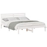 vidaXL Bedframe met hoofdeinde, wit, 160 x 200 cm, massief grenenhout