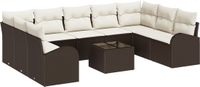 vidaXL Tuinbank - Set - 10 st - Bruin en wit - polyrattan