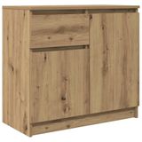 vidaXL Dressoir met lade, ambachtelijk eiken, 71 x 35 x 65 cm, technisch hout